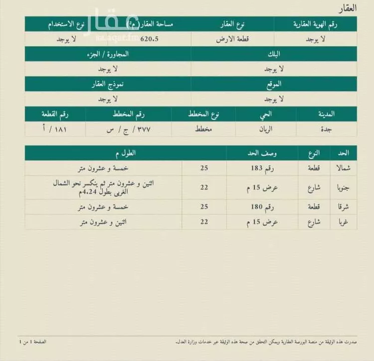 أرض للبيع في شارع عبادة بن نسي, حي الريان, مدينة جدة, منطقة مكة المكرمة صورة 2