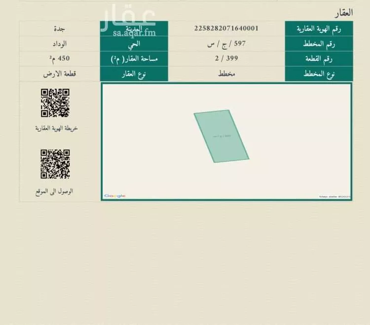 أرض للبيع في حي الوداد, مدينة جدة, منطقة مكة المكرمة