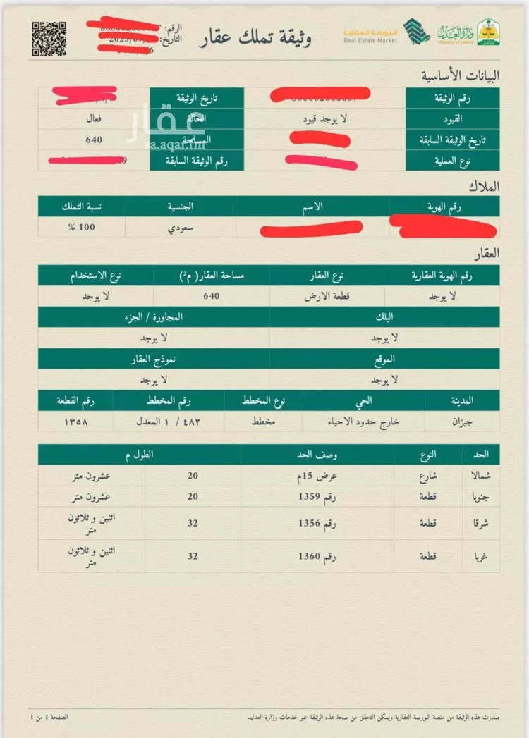 أرض للبيع في حي الروابي, مدينة جازان, منطقة جازان صورة 2
