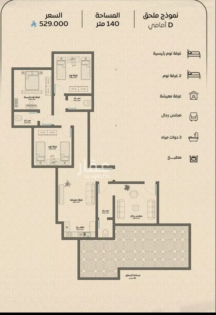 شقة للبيع في شارع عمر بن الحاجب, حي الريان, مدينة جدة, منطقة مكة المكرمة صورة 3