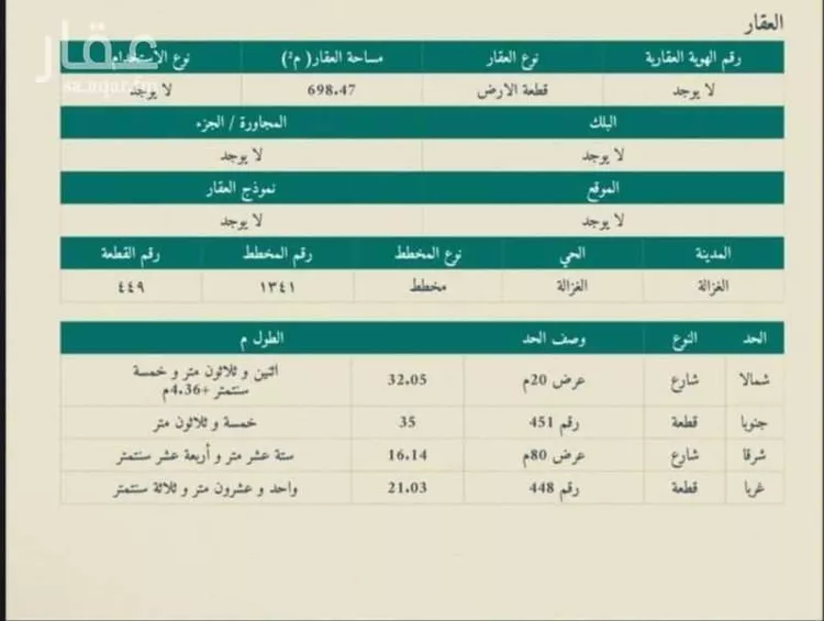 أرض للبيع في حي شمال الغزالة, مدينة الغزالة - الغزاله, منطقة حائل