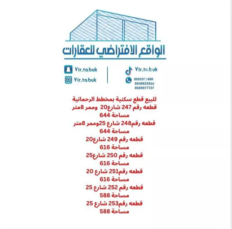 أرض للبيع في شارع محمد بن سليم  , حي الريان, مدينة تبوك, منطقة تبوك