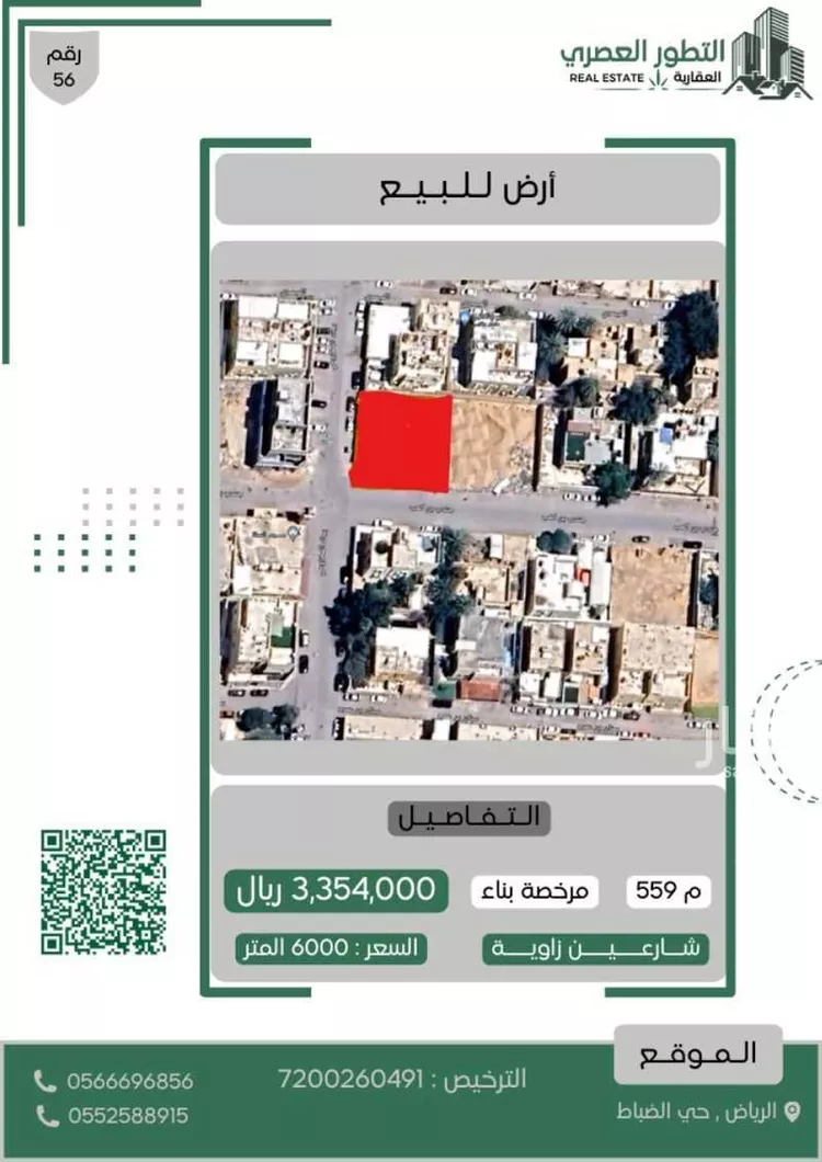 أرض للبيع في شارع بجاد المخزومي, حي الضباط, مدينة الرياض, منطقة الرياض صورة 2