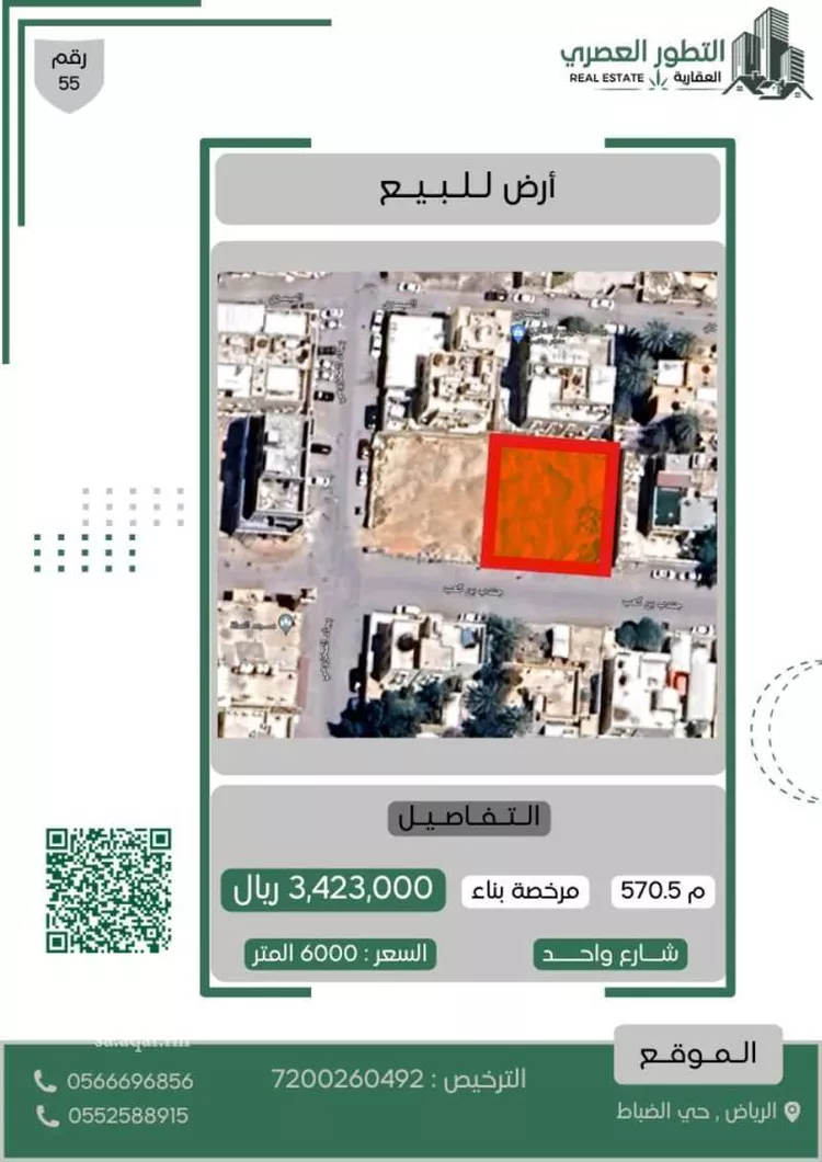أرض للبيع في شارع بجاد المخزومي, حي الضباط, مدينة الرياض, منطقة الرياض صورة 2