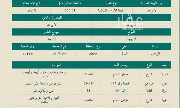 أرض للبيع في شارع عبدالحميد فردوس, حي البيان, مدينة الرياض, منطقة الرياض صورة 2