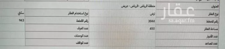 أرض للبيع في حي عريض, مدينة الرياض, منطقة الرياض صورة 2