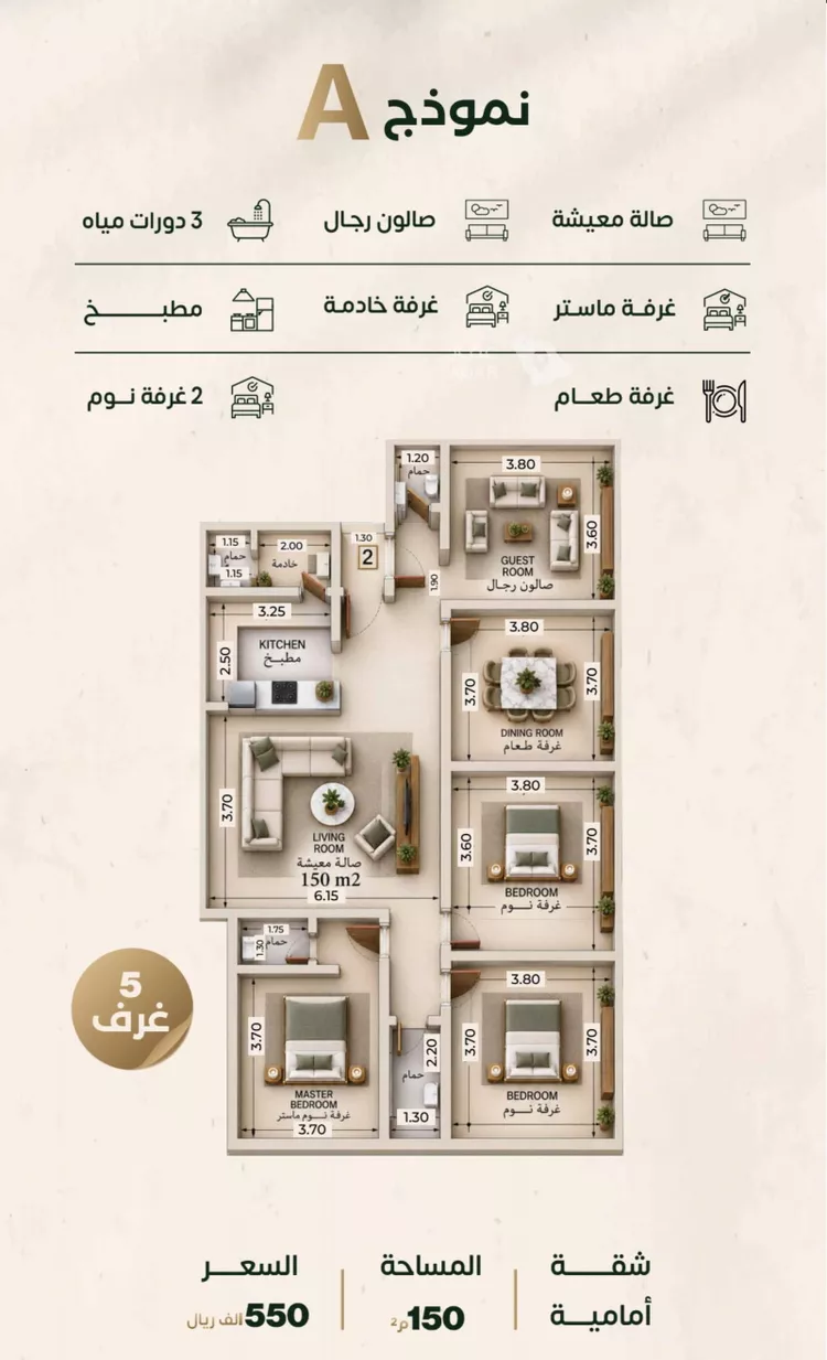 Apartment for Sale in Jeddah An Nuzhah