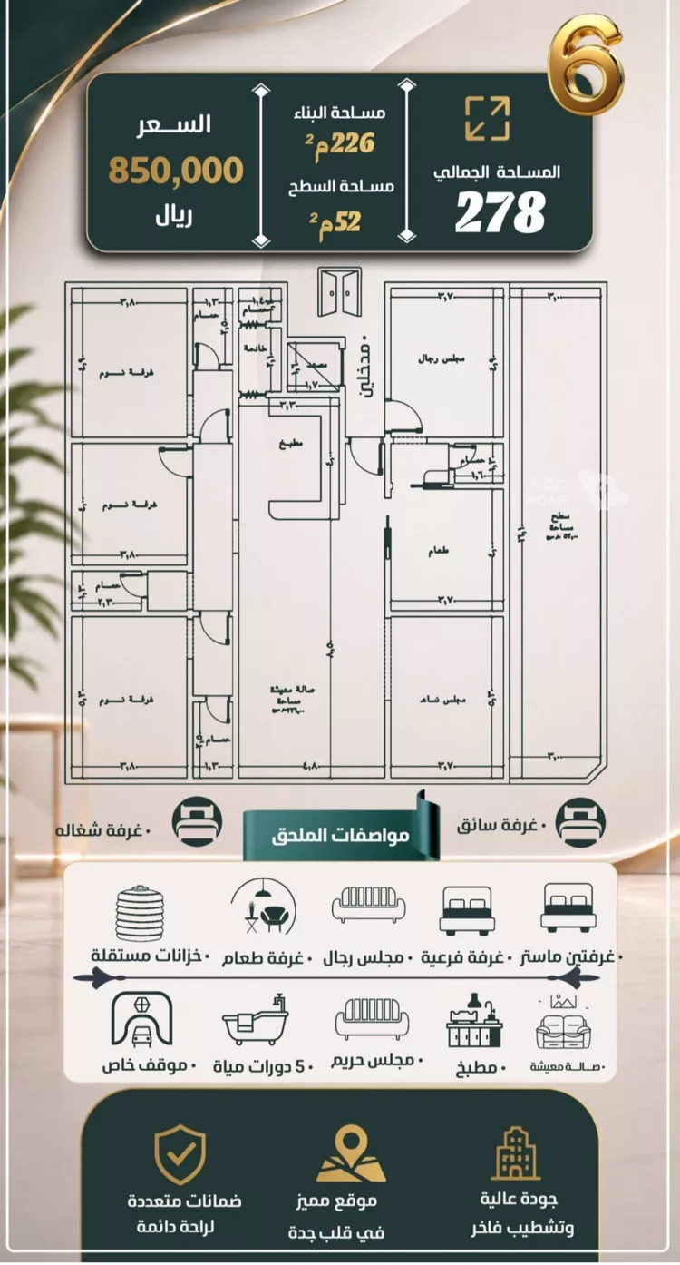 شقة للبيع في شارع نومان, حي النزهة, مدينة جدة, منطقة مكة المكرمة 3
