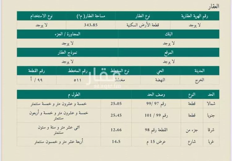 أرض للبيع في شارع بريدة, حي النهضة, مدينة الخرج, منطقة الرياض صورة 3