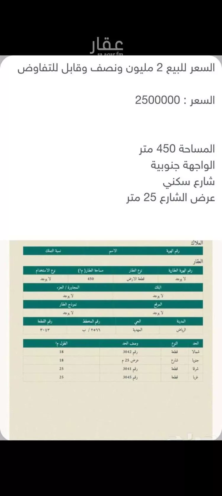 أرض للبيع في شارع عثمان بن سليمان ، حي المهدية ، الرياض ، منطقة الرياض صورة 2
