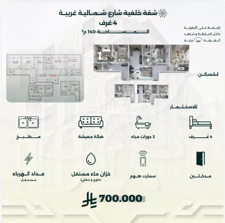 شقة للبيع في شارع محمد علي مغربي, حي الروضة, مدينة جدة, منطقة مكة المكرمة