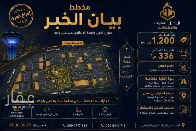 أرض للبيع في شارع الهفوف, حي المها, مدينة الخبر, المنطقة الشرقية