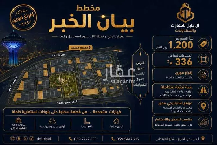 أرض للبيع في شارع الهفوف, حي المها, مدينة الخبر, المنطقة الشرقية