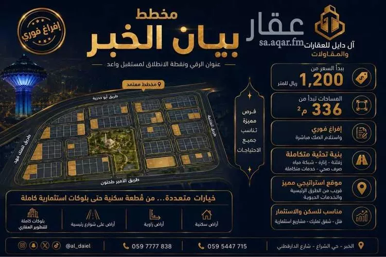 أرض للبيع في شارع 30 غرب العزيزية, حي المها, مدينة الخبر, المنطقة الشرقية صورة 3