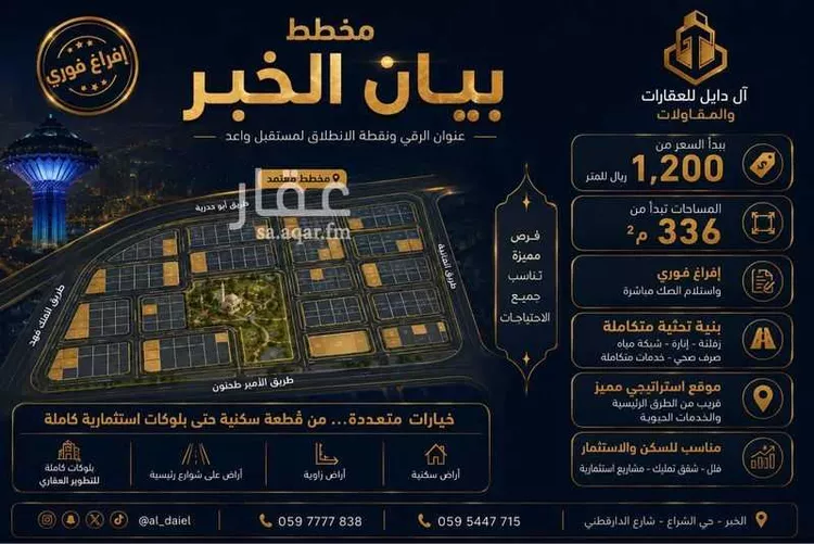 أرض للبيع في شارع 30 غرب العزيزية, حي المها, مدينة الخبر, المنطقة الشرقية