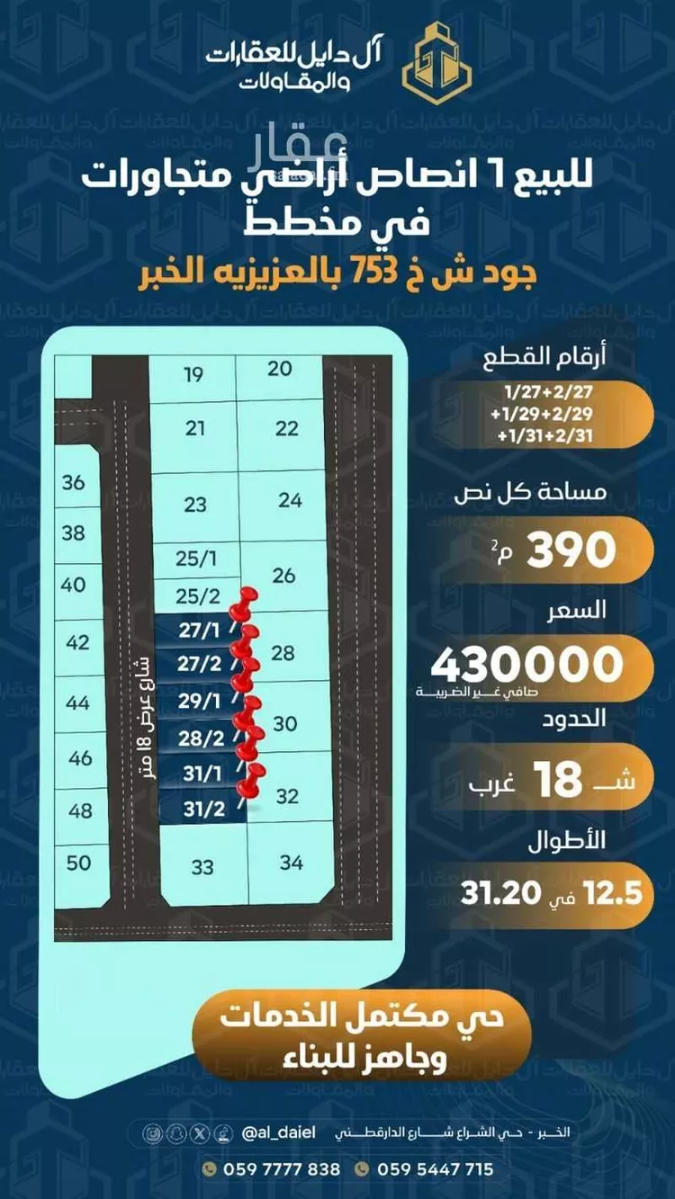 أرض للبيع في حي اللؤلؤ, مدينة الخبر, المنطقة الشرقية