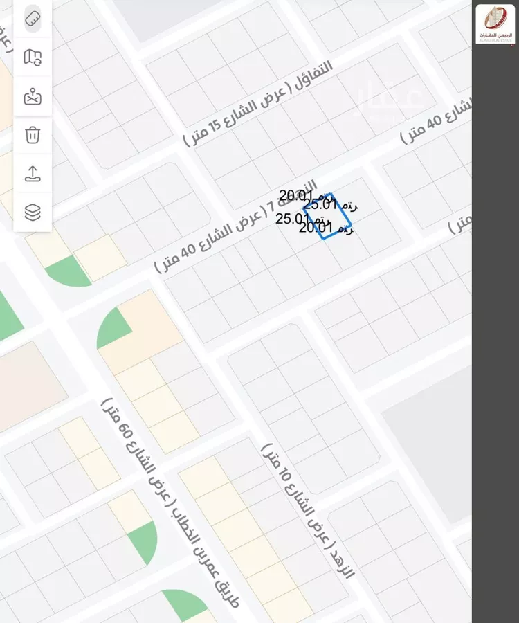 أرض للبيع في شارع عبدالعزيز فهد العلي الرشودي, حي النهضة, مدينة بريدة, منطقة القصيم 1 صورة