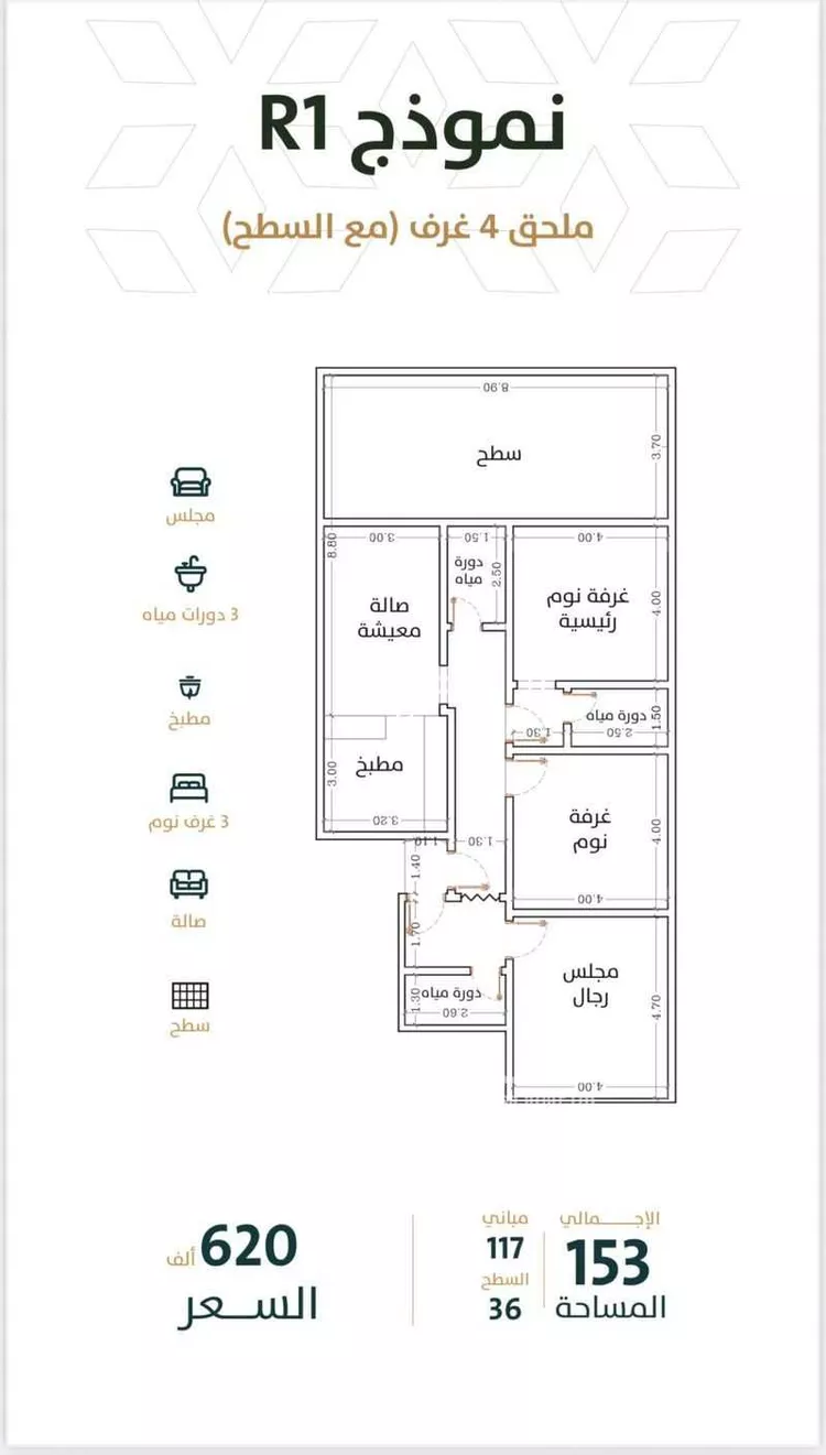 شقة للبيع في شارع الخليفة المأمون, حي الربوة, مدينة جدة, منطقة مكة المكرمة صورة 3