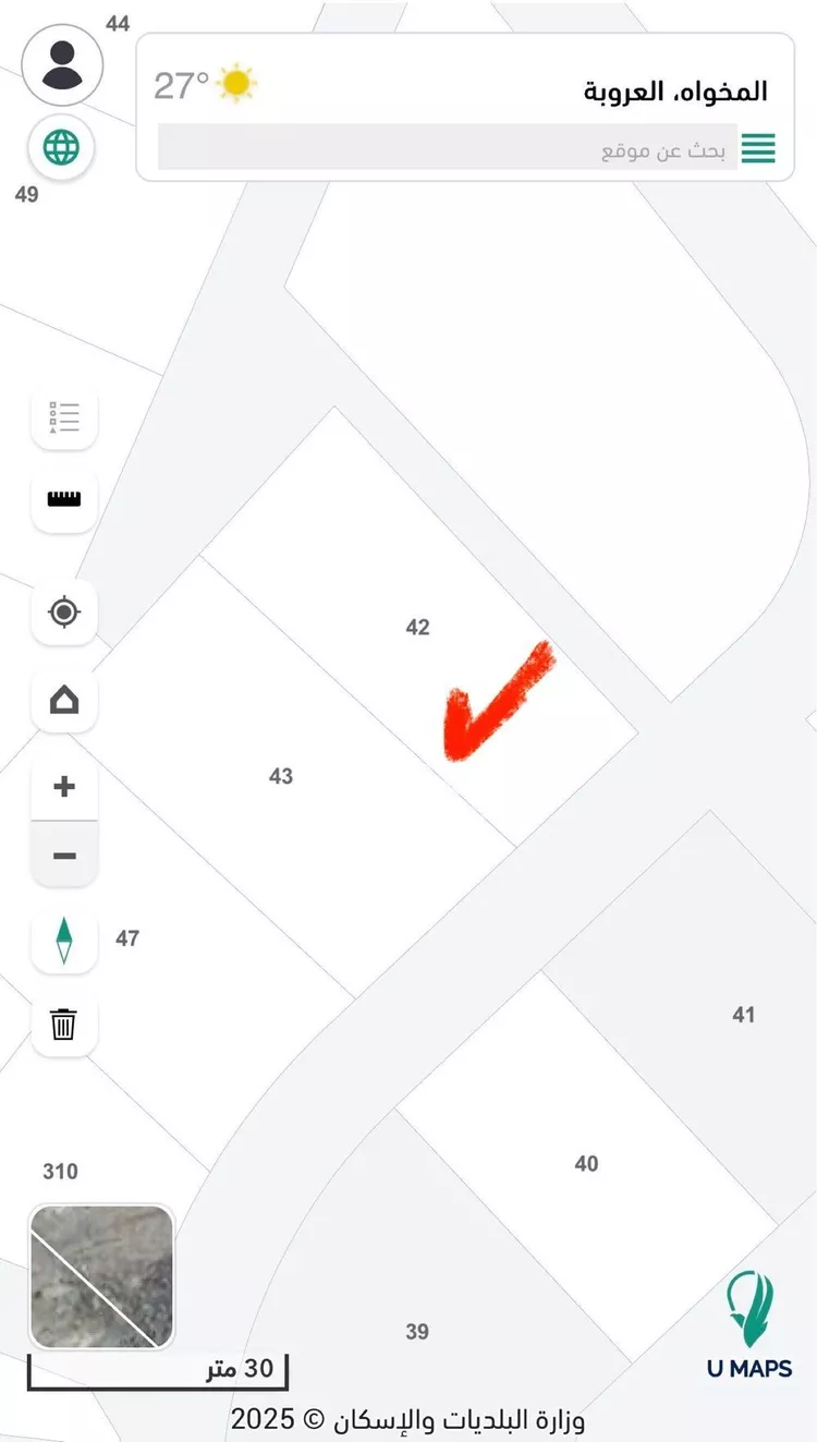 أرض للبيع في حي العروبة, مدينة المخواة, منطقة الباحة صورة 2