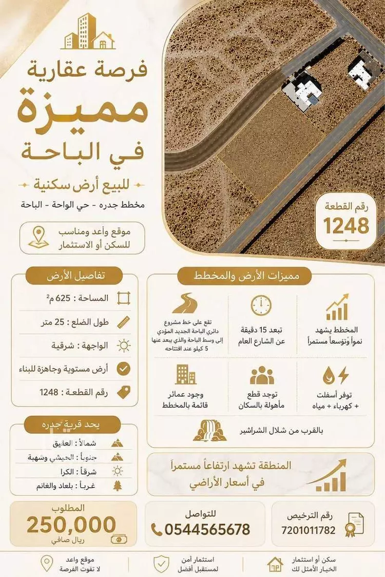 أرض للبيع في شارع حي ج5 25, حي الواحة, مدينة الباحة, منطقة الباحة