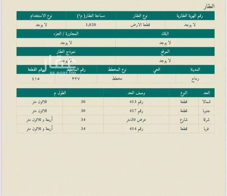أرض للبيع في شارع احمد بن جزي, حي الورود, مدينة رماح, منطقة الرياض