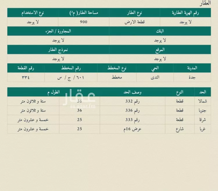 أرض للبيع في حي الندى, مدينة جدة, منطقة مكة المكرمة