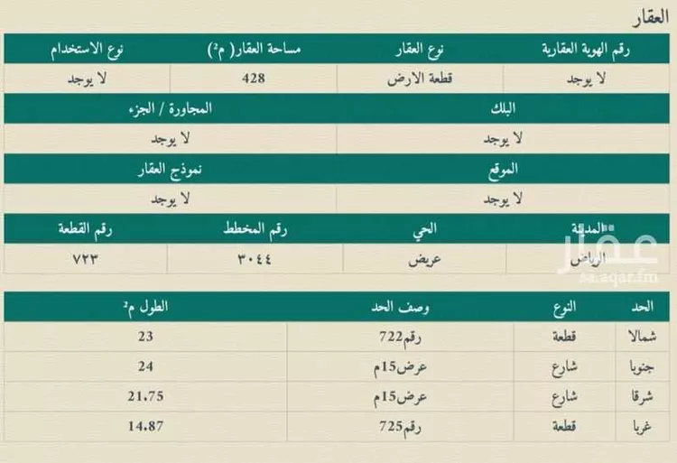 أرض للبيع في شارع 7550731, حي عريض, مدينة الرياض, منطقة الرياض صورة 2