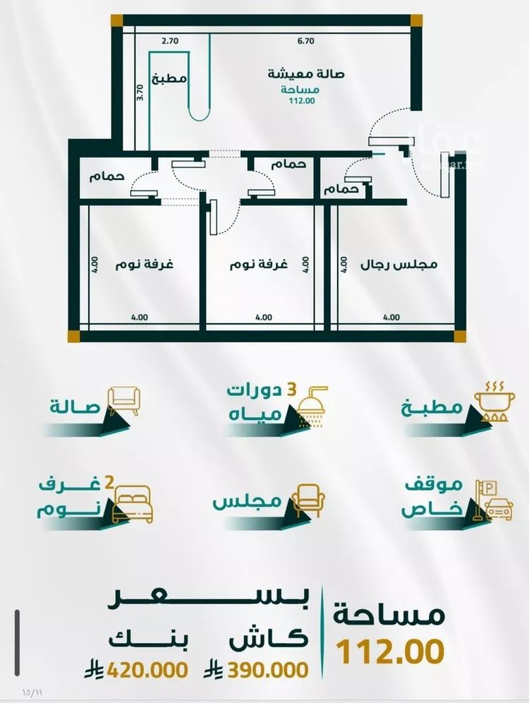 شقة للبيع في شارع ابو ذر الغفاري, حي الفيحاء, مدينة جدة, منطقة مكة المكرمة صورة 4
