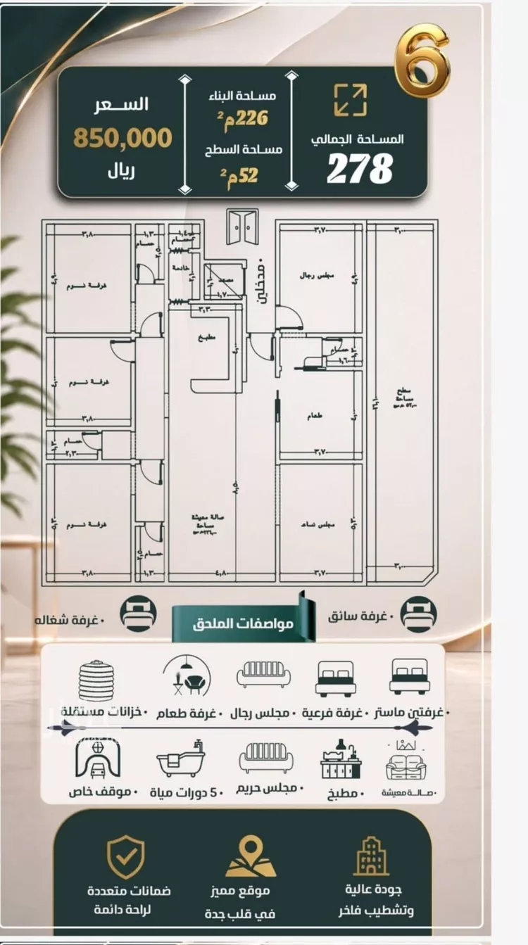 شقة للبيع في حي النزهة, مدينة جدة, منطقة مكة المكرمة صورة 5