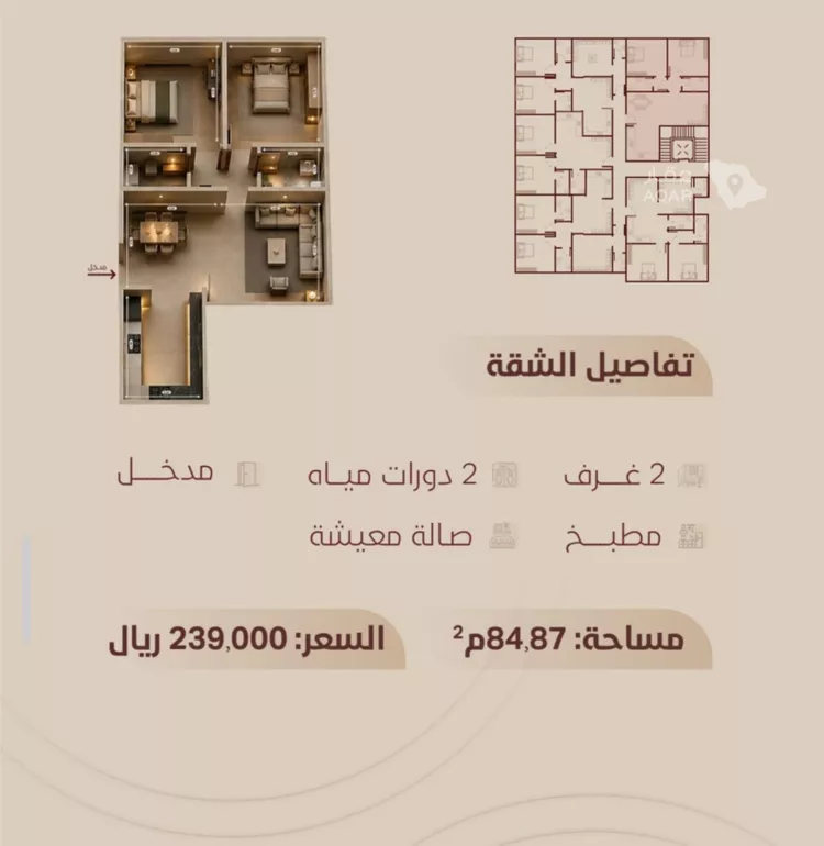 شقة للبيع في شارع ابي بكر الواسطي, حي الريان, مدينة جدة, منطقة مكة المكرمة 2