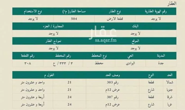 أرض للبيع في شارع عبيدالله بن عدي, حي البوادي, مدينة جدة, منطقة مكة المكرمة صورة 2