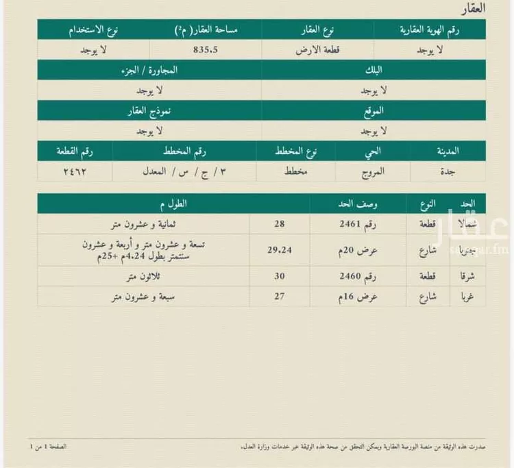 أرض للبيع في شارع المروج, حي المروج, مدينة جدة, منطقة مكة المكرمة