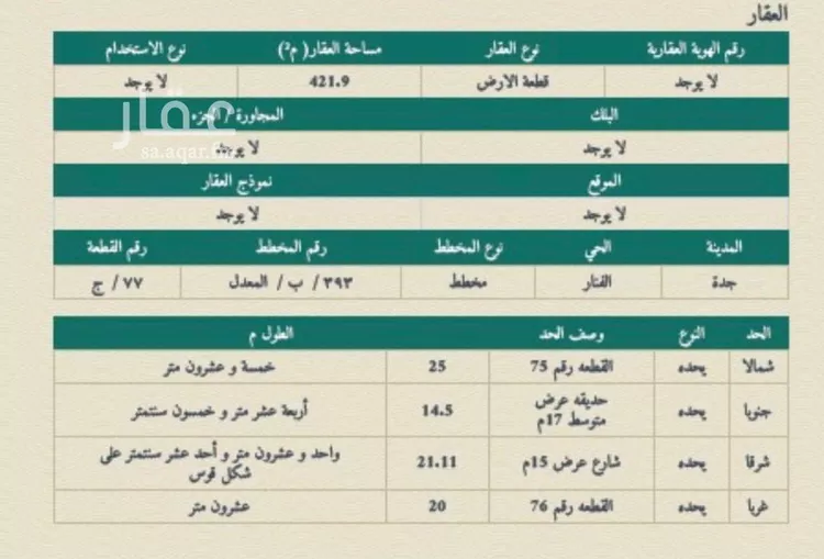 أرض للبيع في شارع الشريف أحمد بن محمد بن بركات, حي البحيرات, مدينة جدة, منطقة مكة المكرمة صورة 2