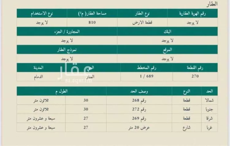 أرض للبيع في شارع خليل بن عامر ، حي المنار ، الدمام ، الدمام