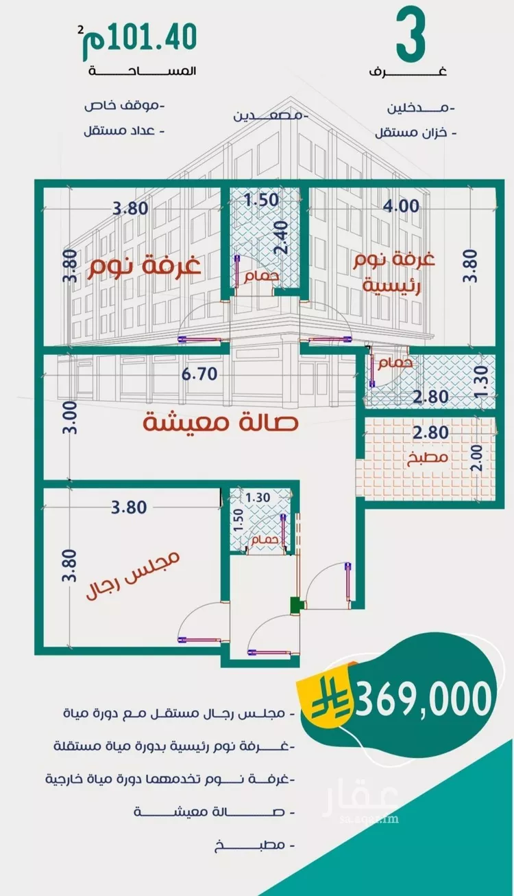 شقة للبيع في شارع عاصم ابن قيس, حي الربوة, مدينة جدة, منطقة مكة المكرمة