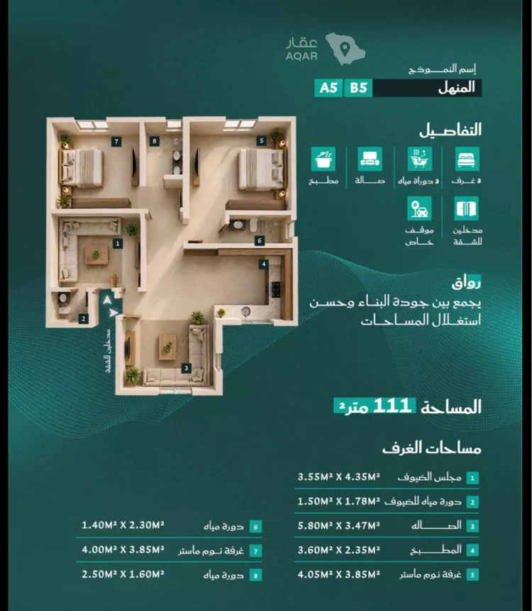 شقة للبيع في شارع احمد بن عيسى الرومي, حي الفيحاء, مدينة جدة, منطقة مكة المكرمة 9