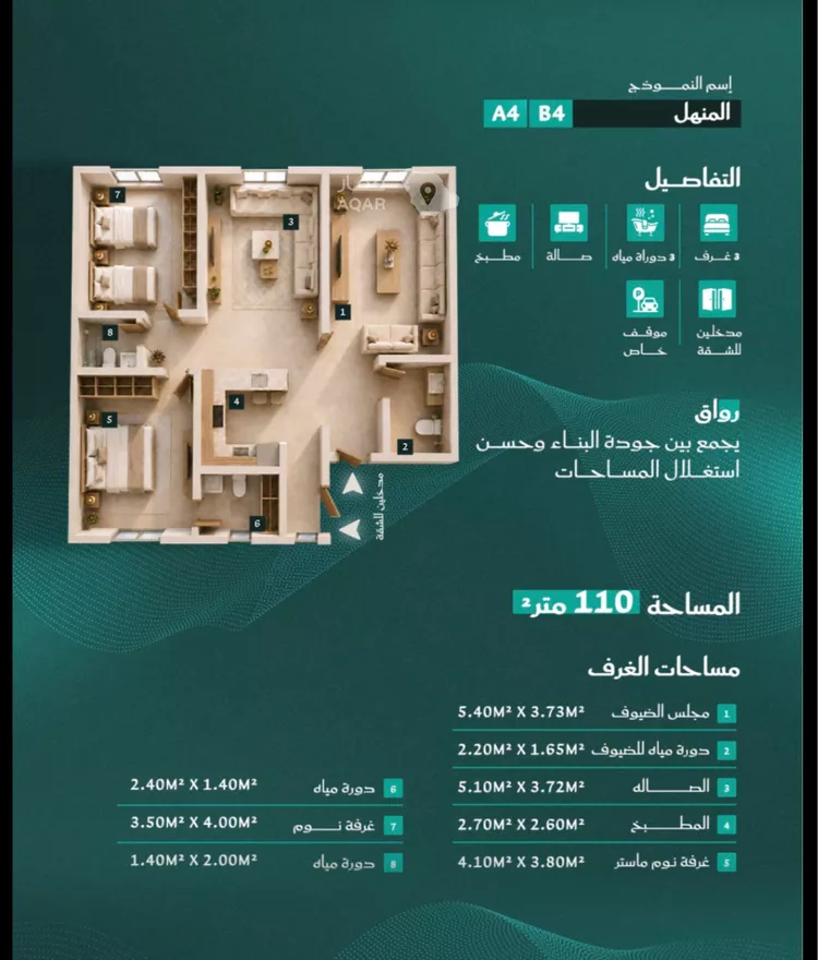 شقة للبيع في شارع احمد بن عيسى الرومي, حي الفيحاء, مدينة جدة, منطقة مكة المكرمة 8