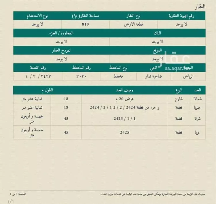 أرض للبيع في شارع وادي نعام, حي ضاحية نمار, مدينة الرياض, منطقة الرياض صورة 5