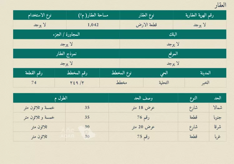 Land for Sale in Al Khobar At Tahliyah