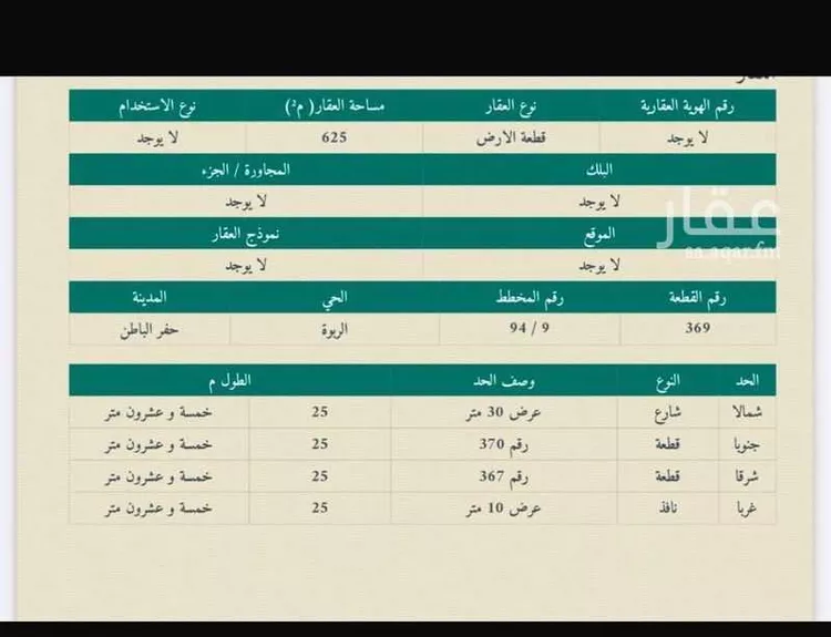 أرض للبيع في طريق الملك خالد ، حي الربوة ، حفر الباطن ، حفر الباطن صورة 5