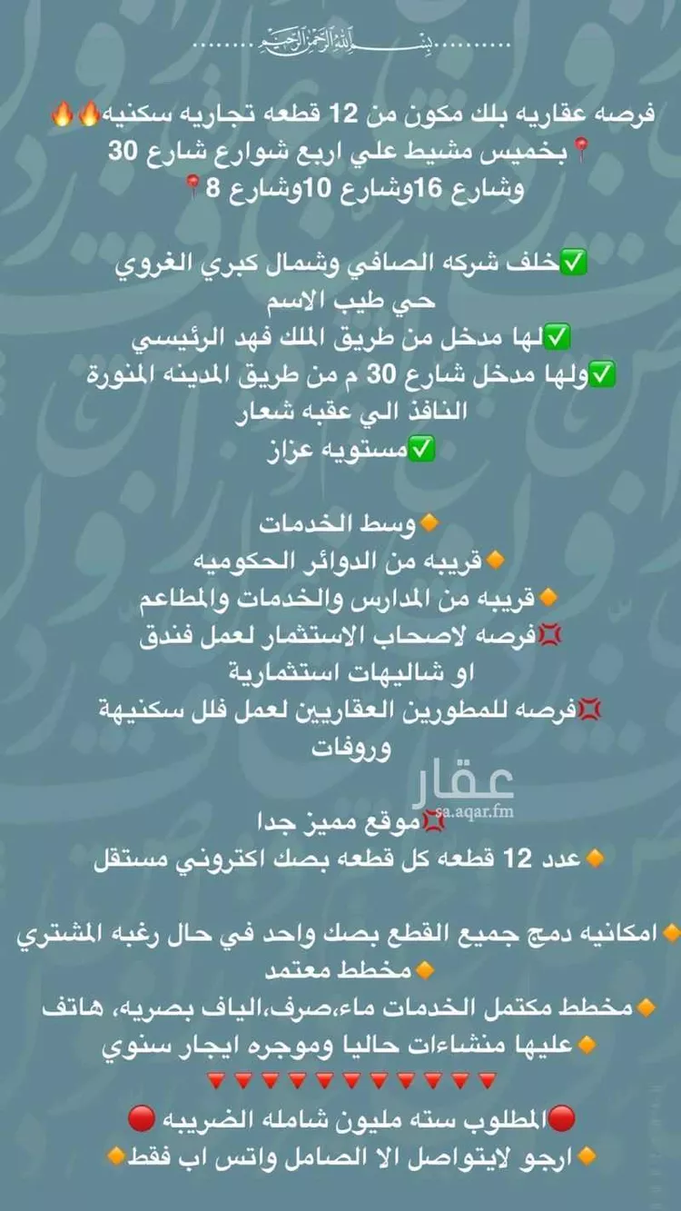 أرض للبيع في شارع ذو الحويصرة التميمي, حي طيبة, مدينة خميس مشيط, منطقة عسير صورة 4