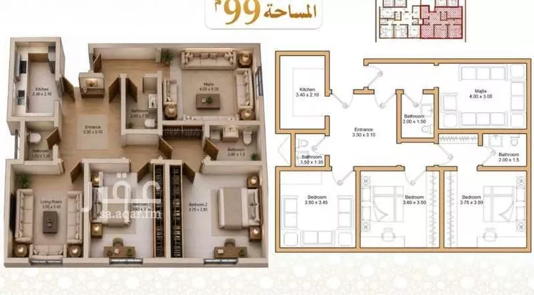 شقة للبيع في شارع ثوبان النبوى رضى الله عنه, حي بطحاء قريش, مدينة مكة المكرمة, منطقة مكة المكرمة صورة 3
