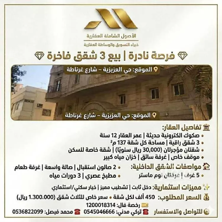Apartment for Sale in Jeddah Al Aziziyah