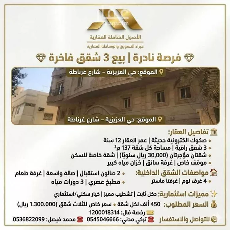 Apartment for Sale in Jeddah Al Aziziyah