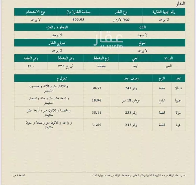 أرض للبيع في شارع التوفيق, حي البحر, مدينة الخبر, المنطقة الشرقية
