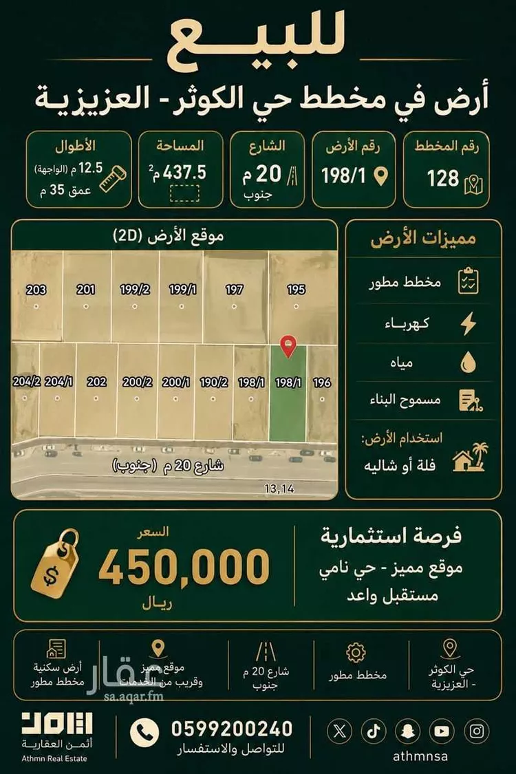 أرض للبيع في شارع ابن سعيد المالكي, حي الكوثر, مدينة الخبر, المنطقة الشرقية