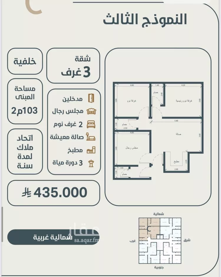 شقة للبيع في شارع ابو كبشه الانصاري, حي النعيم, مدينة جدة, منطقة مكة المكرمة صورة 2