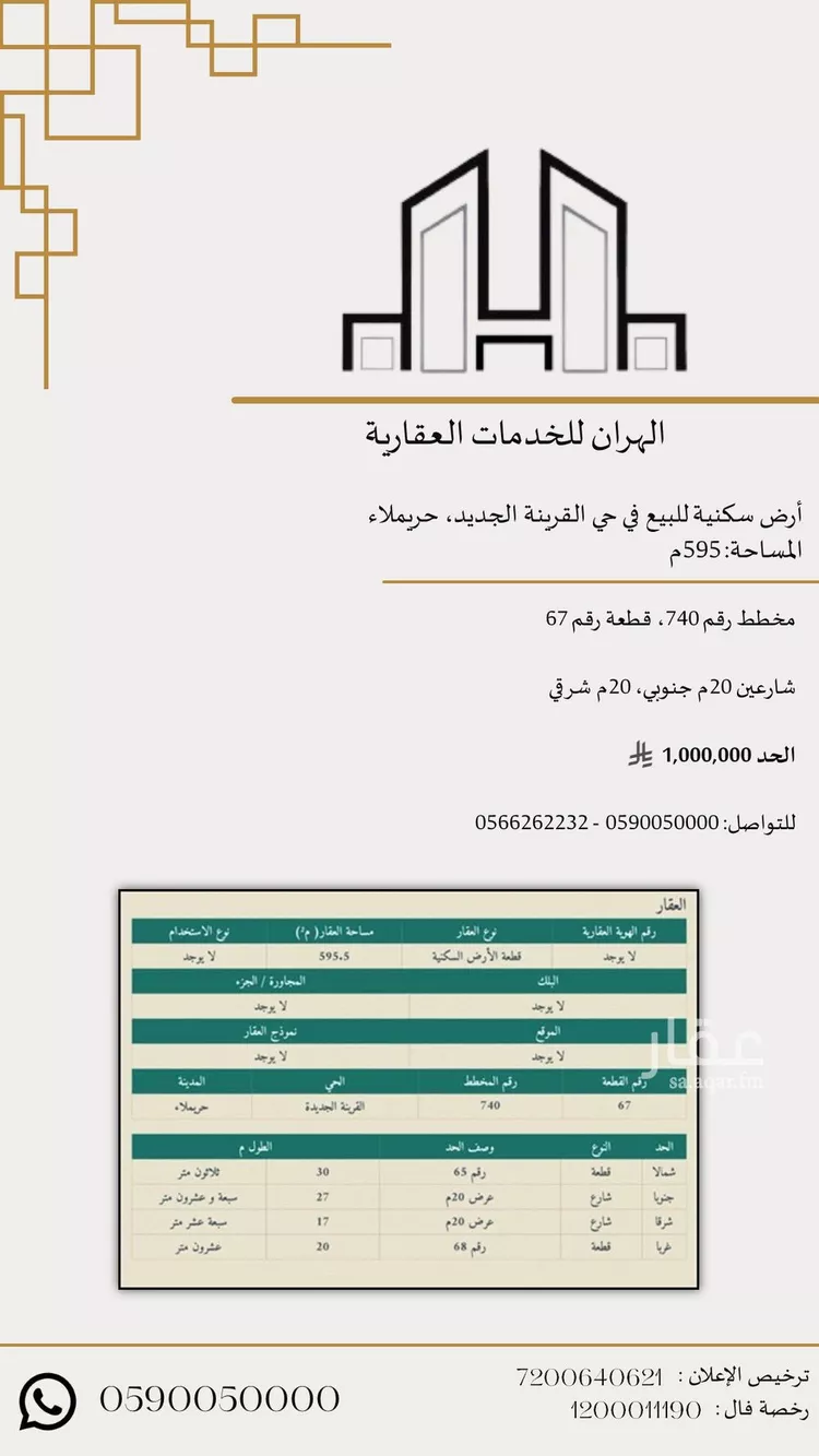 أرض للبيع في حي القرينة الجديدة, مدينة حريملاء, منطقة الرياض صورة 2