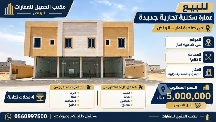 عمارة للبيع في شارع وادي الهدار, حي ضاحية نمار, مدينة الرياض, منطقة الرياض