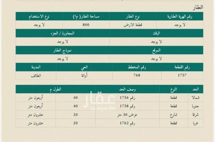أرض للبيع في شارع ابن الغزال, حي وادي جليل, مدينة الطائف, منطقة مكة المكرمة